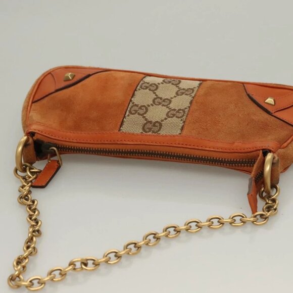 GUCCI GG Canvas Chain Accessory Pouch Orange - Picture 7 of 15